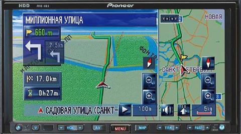 Pioneer AVIC-HD3: демонстрация работы навигационной программы