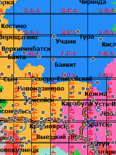 Карта России с разбивкой на квадраты для ГИС Русса