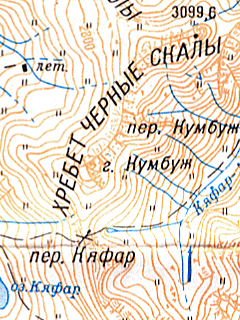 Топографическая карта горного района Архыз