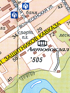 Топографическая карта окрестностей Красной Поляны